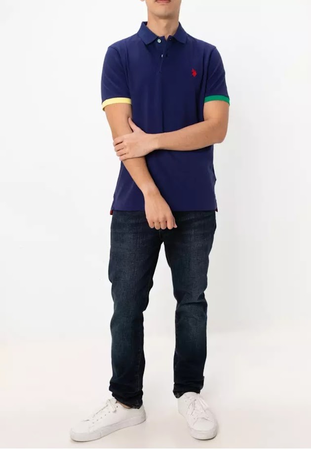 Polo kory azul marino con manga combinada Us Polo Assn Polo kory azul marino con manga combinada Us Polo Assn